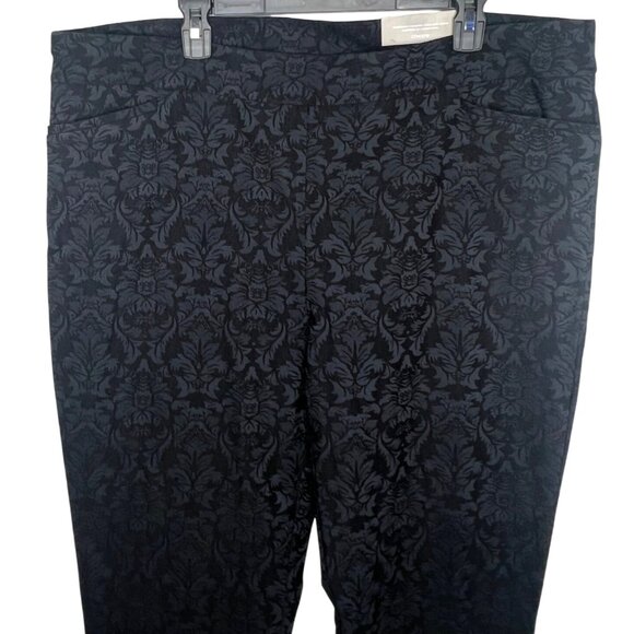 Chicos So Slimming Brigitte Tonal Jacquard Slim Ankle Pants Black Size 4R - Picture 8 of 14